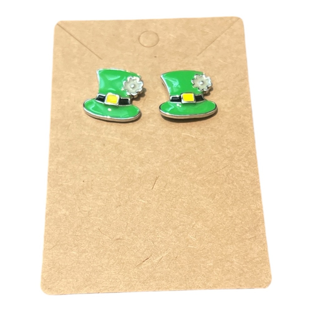 5/$25 Green Leprechaun Hat Kids Stud Earrings